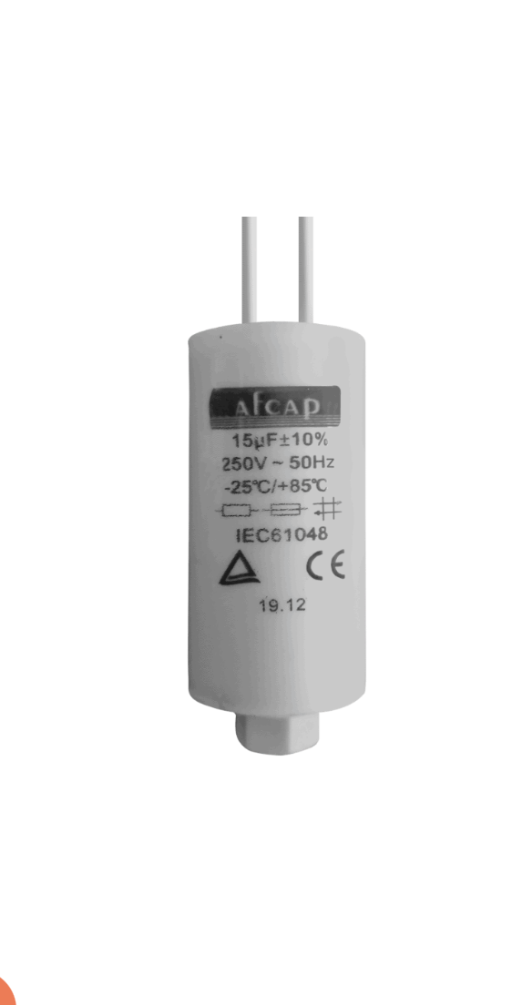 Capacitor with 'AFCAP' branding on a white background